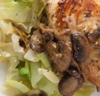 Chicken marsala with seasoned cabbage