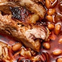 Pulled pork with baked beans